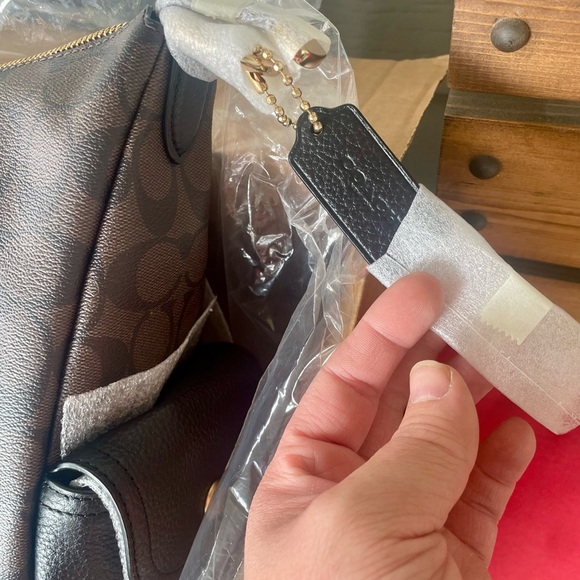 Coach Brown Signature Crossbody Bag with Gold Hardware - Picture 6 of 9